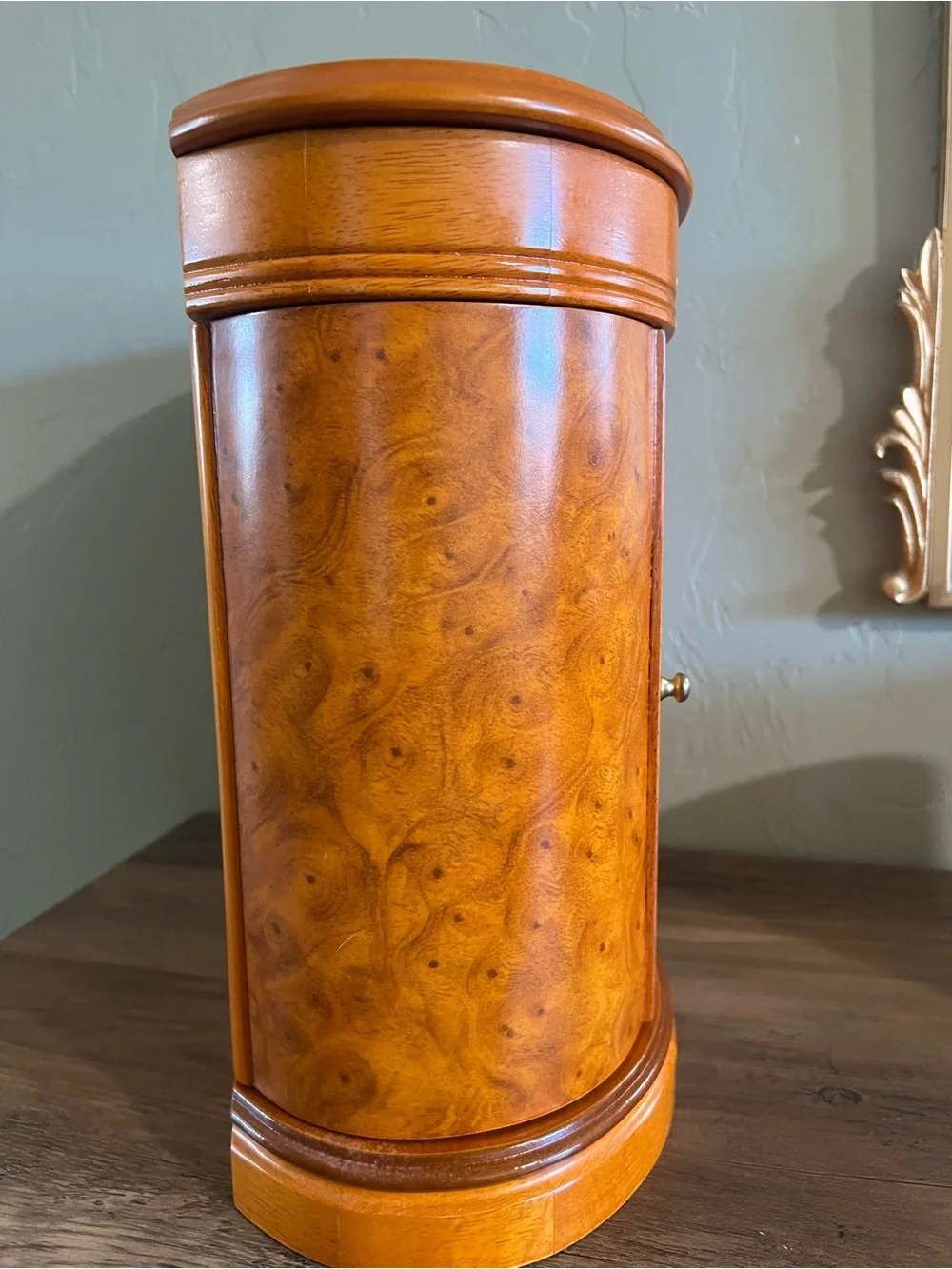 Mele & Co Trinity Wooden Jewelry Box Burlwood Walnut Finish